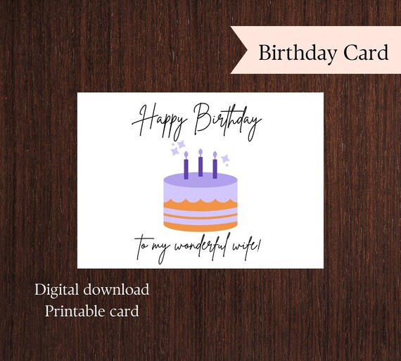 Printable Birthday Card. Happy Birthday Printable Card for - Etsy