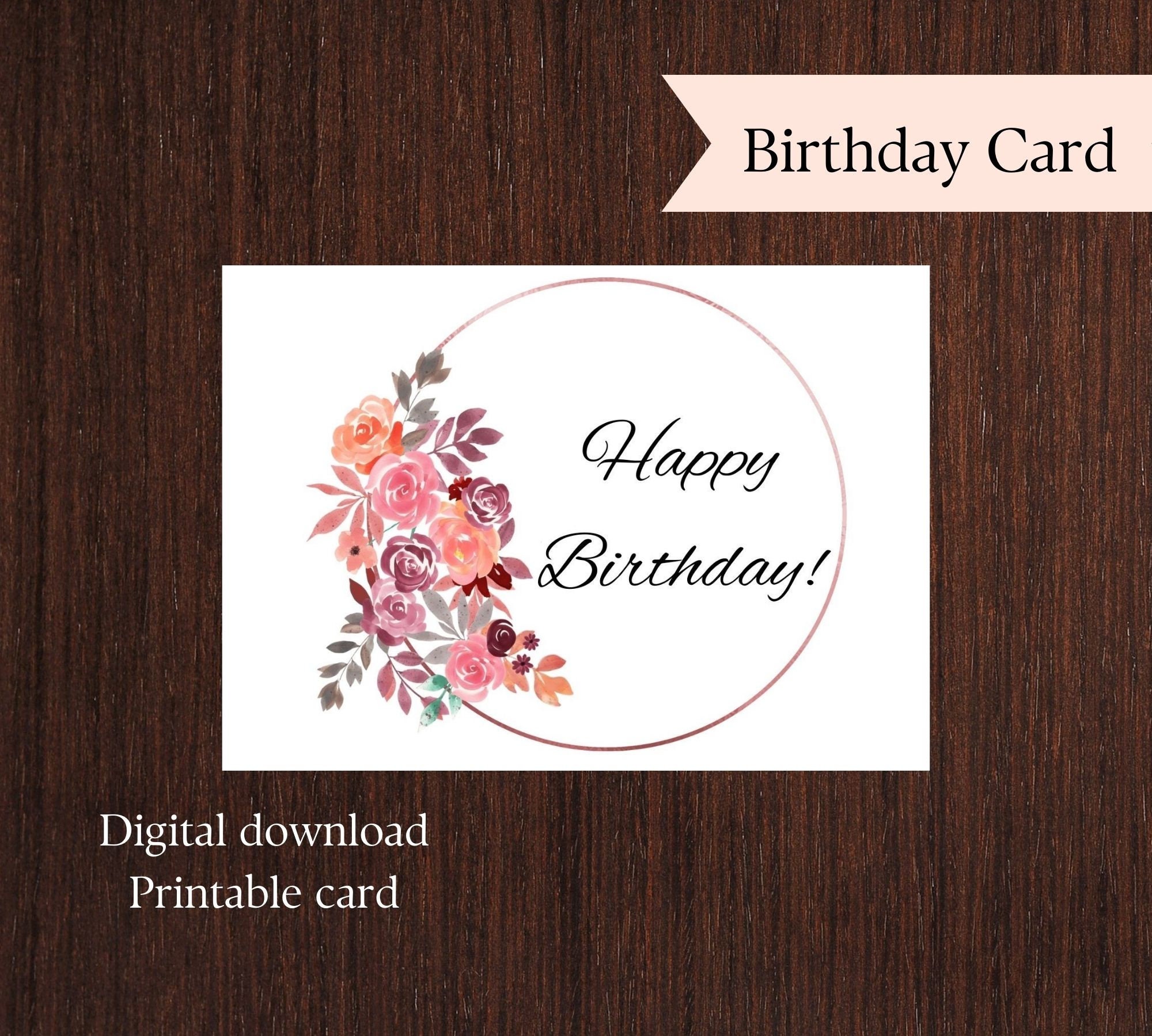 Printable Birthday Card for Her. Happy Birthday Printable Card. Digital ...