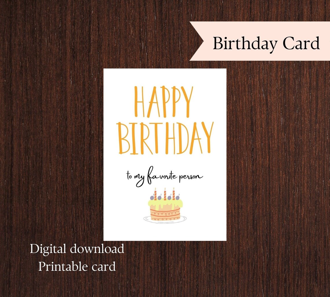 Printable Birthday Card. Happy Birthday Printable Card. Digital ...