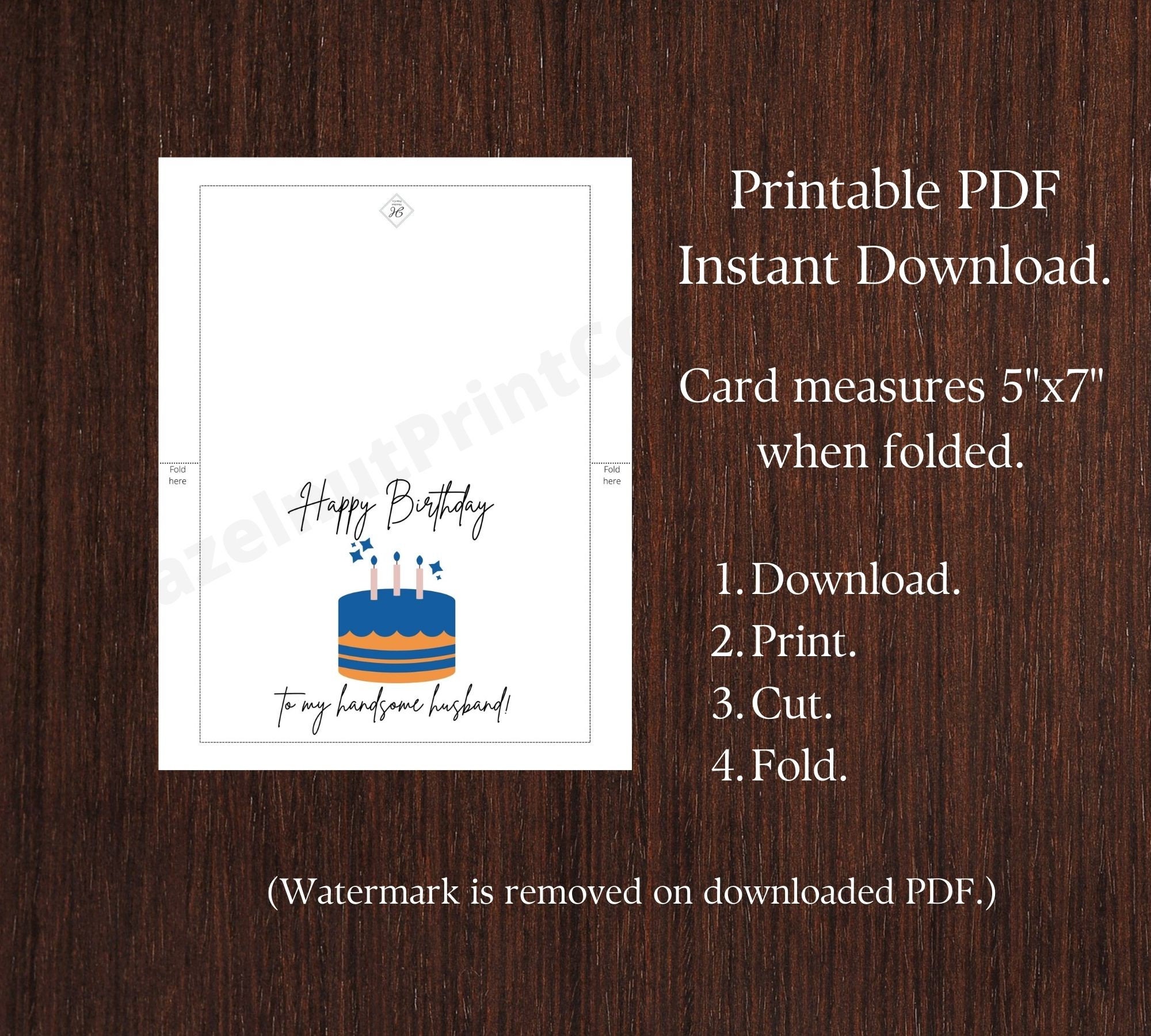 Printable Birthday Card for Husband. Happy Birthday Printable Card ...