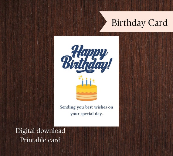 Printable Birthday Card. Happy Birthday Printable Card. - Etsy