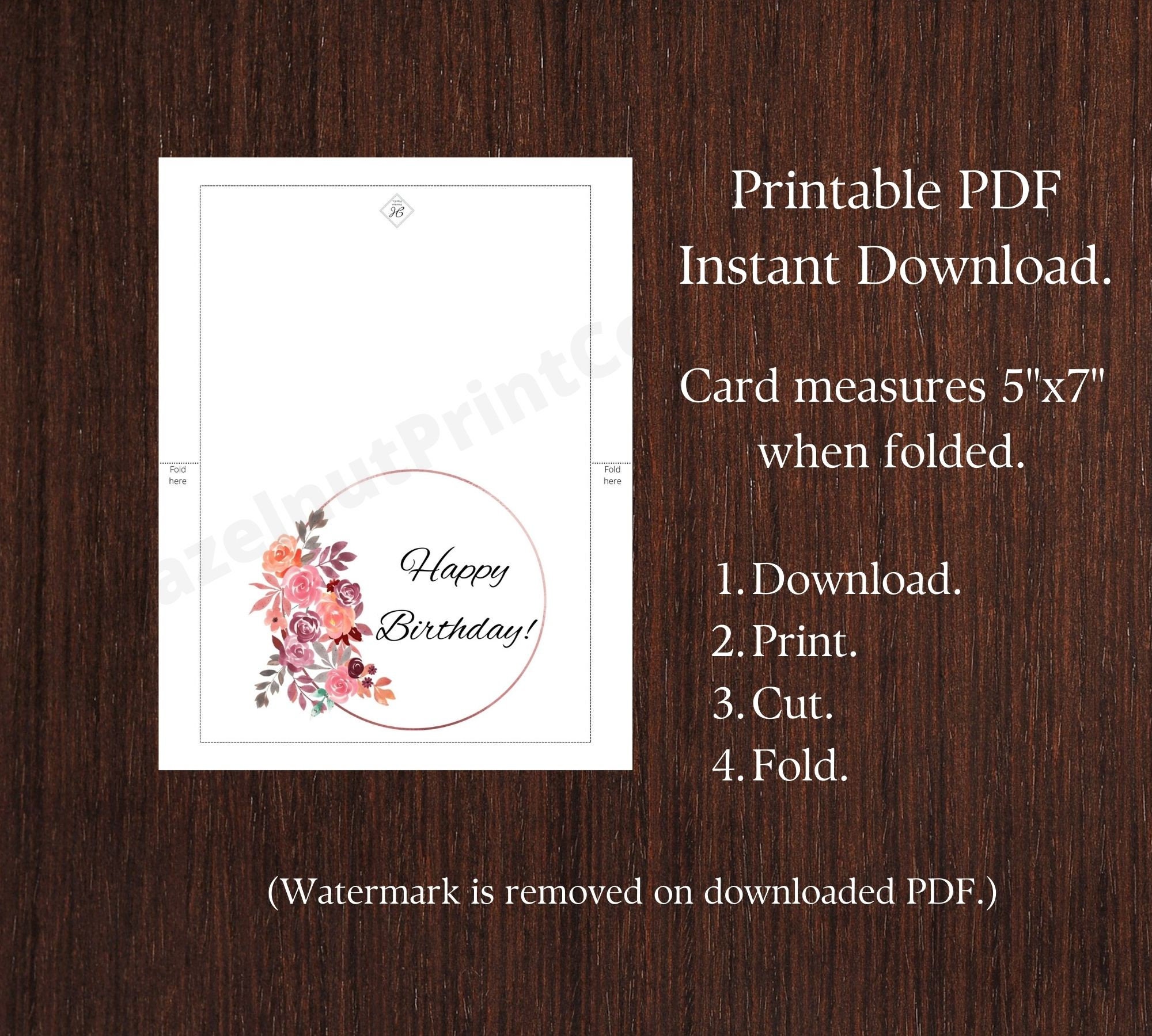 Printable Birthday Card for Her. Happy Birthday Printable Card. Digital ...
