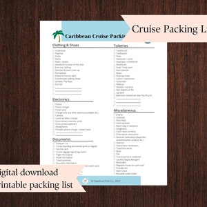 Caribbean Cruise Packing List. Printable Packing List for Cruise to ...