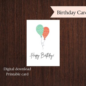 Printable Birthday Card. Happy Birthday Printable Card. Digital ...