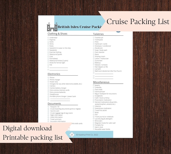 British Isles Cruise Packing List. Printable Packing List for - Etsy