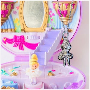 Ballerina Polly pocket inspired pure silver pendant with necklace