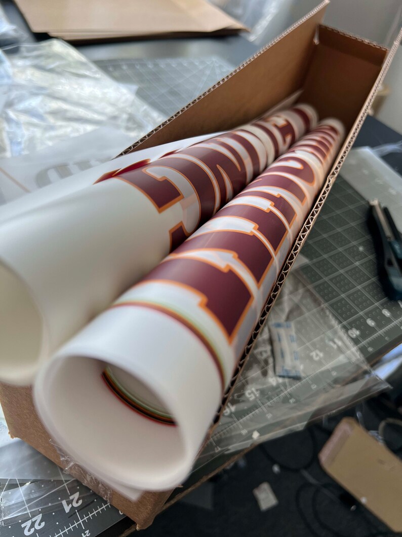 Pu&ograve; includere: Due poster arrotolati con la parola "FOREVER" stampata in grandi caratteri grassetto di colore marrone su sfondo bianco. I poster sono arrotolati e inseriti in una scatola di cartone.