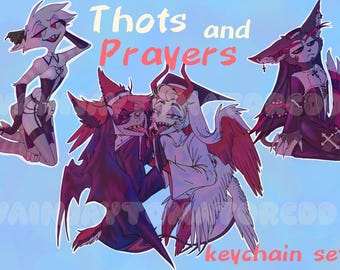 Thots and Prayers Hazbin Hotel keychains