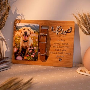 Personalized Dog Memorial Wood Frame With Collar Holder, Memorial Pet Collar Sign with Photo, Dog Memorial Gifts, Dog Sympathy Gift