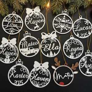 Personalized Wood Christmas Decoration, Custom Laser Engraved Bauble, Holiday Ornament Gift for Family and Friends