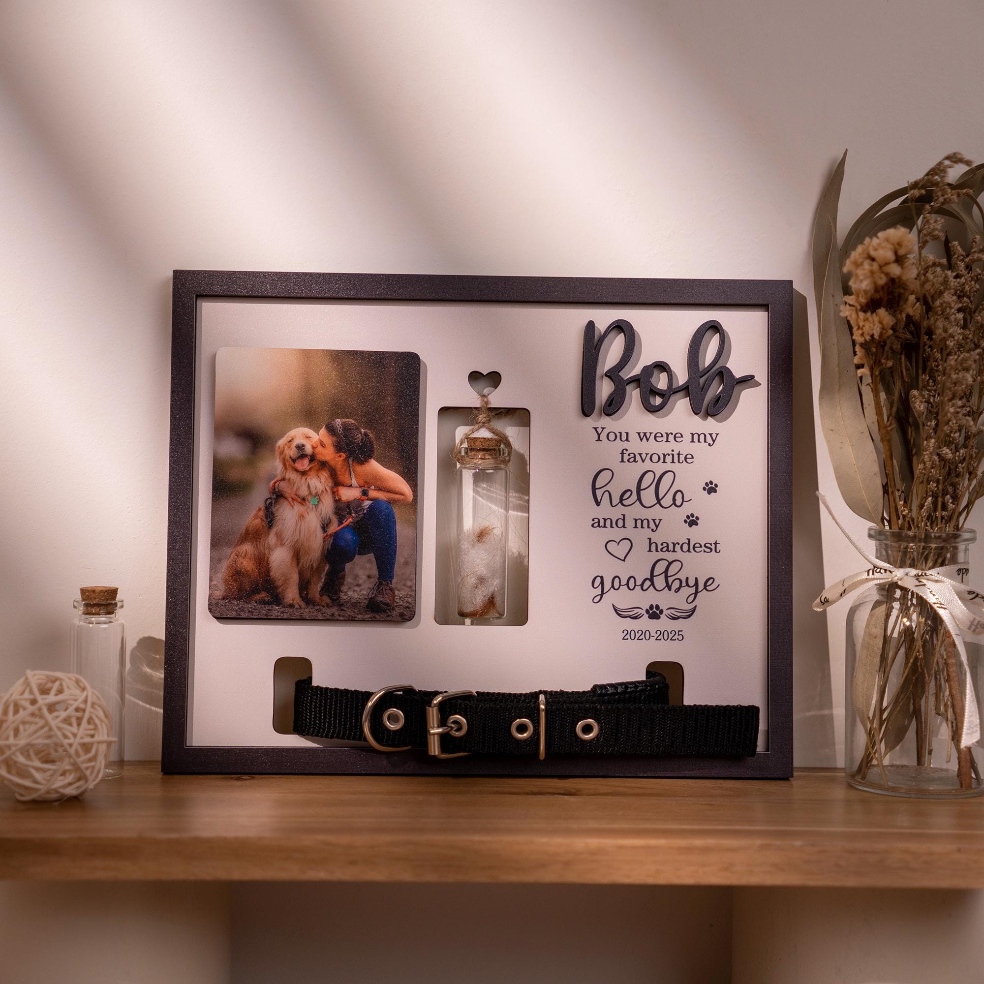 Personalized Memorial Pet Collar Sign, Dog Memorial Wood Frame With ...