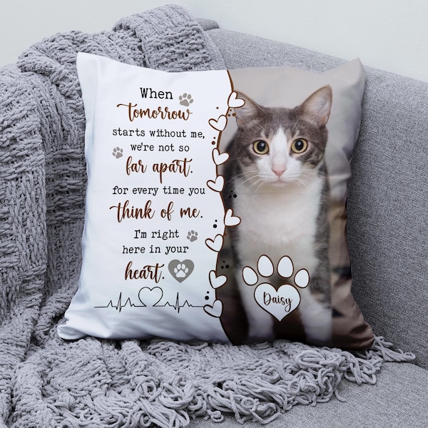 Personalized Pet Photo Memorial Pillow: Cat Loss Remembrance Gift