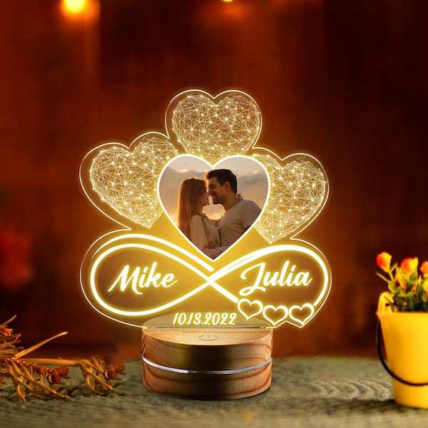 Personalized Night Light for Couples Custom Photo 3d Night Etsy