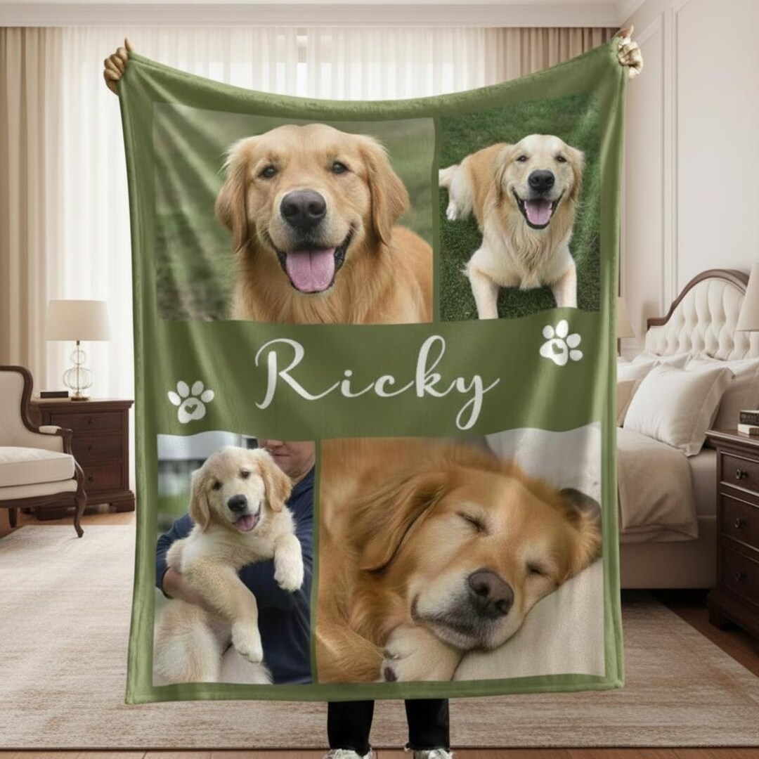 Personalized Pet Photo Blanket Gift – Custom Dog & Cat Portrait ...