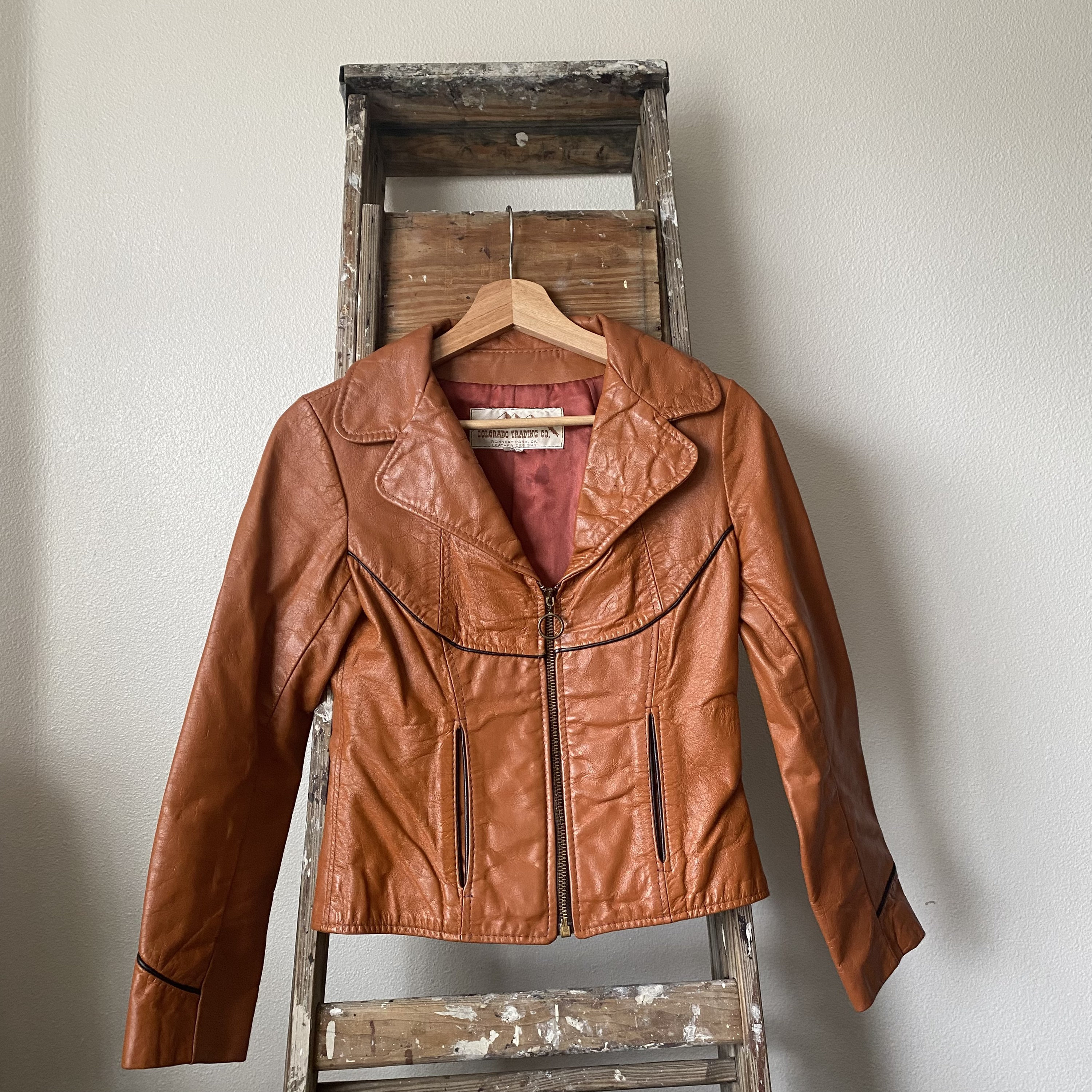 Rust color shop leather jacket