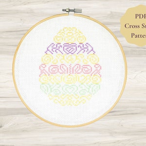 Easter Egg Cross Stitch Pattern - Easter Cross Stitch Pattern - Easy Cross Stitch - Modern Cross Stitch Pattern - Large Print