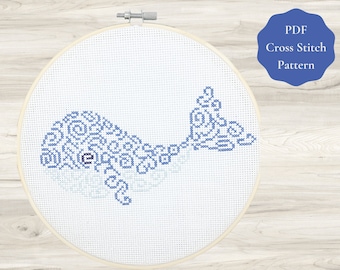 Whale Cross Stitch Pattern - Quick, Easy, Beginner-friendly Cross Stitch Pattern or Chart