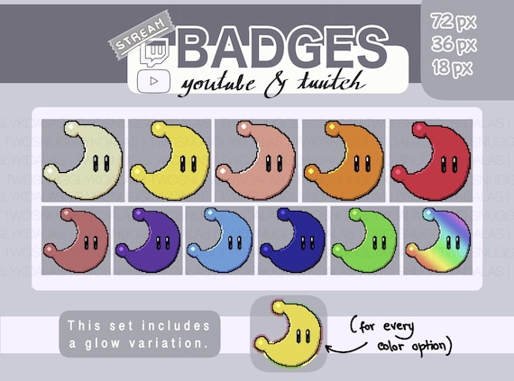 Twitch sub/bit Badges Super Mario Odyssey Moons pixel 