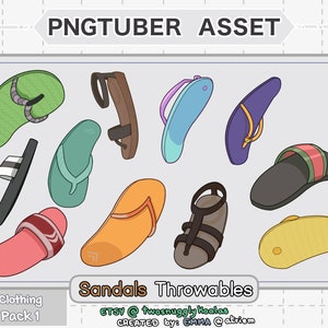 May include: A set of 10 colorful sandals, including flip-flops, slides, and strapped sandals. The sandals are all different styles and colors, and they are perfect for summer.