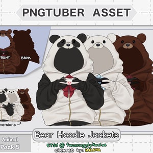 PNGtuber Asset | Animal [pack 5] - Bear Hoodie Jackets