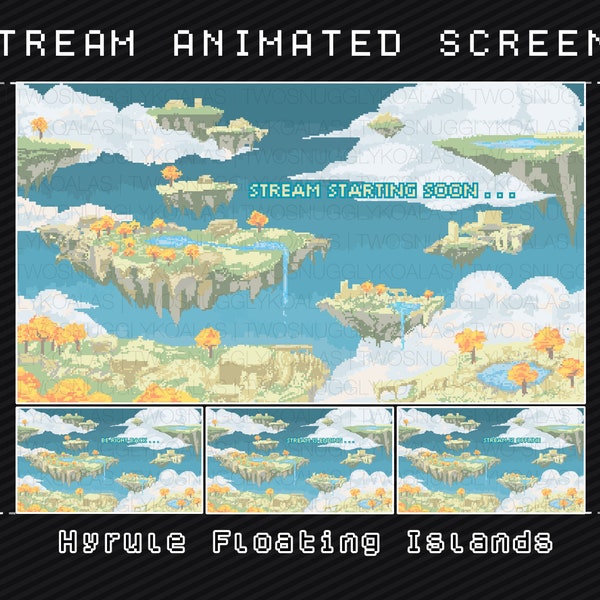 Stream geanimeerde schermen | Legend of Zelda - Tears of the Kingdom: Hyrule Floating Islands (pixelart)