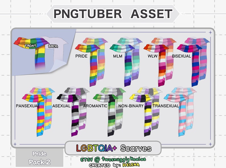 Pngtuber Asset | Pride [pack 2] - LGBTQIA+ Scarves - Etsy