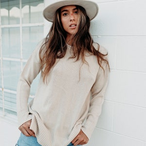 Cashmere and Wool. Cream Color Sweater Jumper - Designed in Melbourne Australia - Handmade in Nepal - SMALL/one size