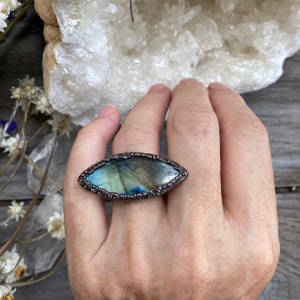 Labradorite Copper Electroform Ring Size 7