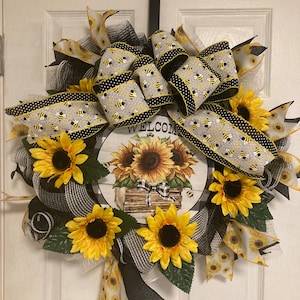 Sonnenblumen und Bienen Sommer-Willkommensschild