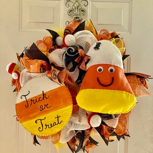 Trick or Treat Halloween  wreath Candy corn Halloween wreath