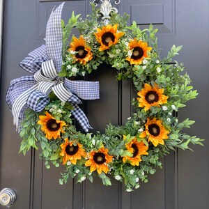 Sunflower wreath summer wreath fall wreath everyday wreath welcome wreath front door porch entrance patio wall gift idea