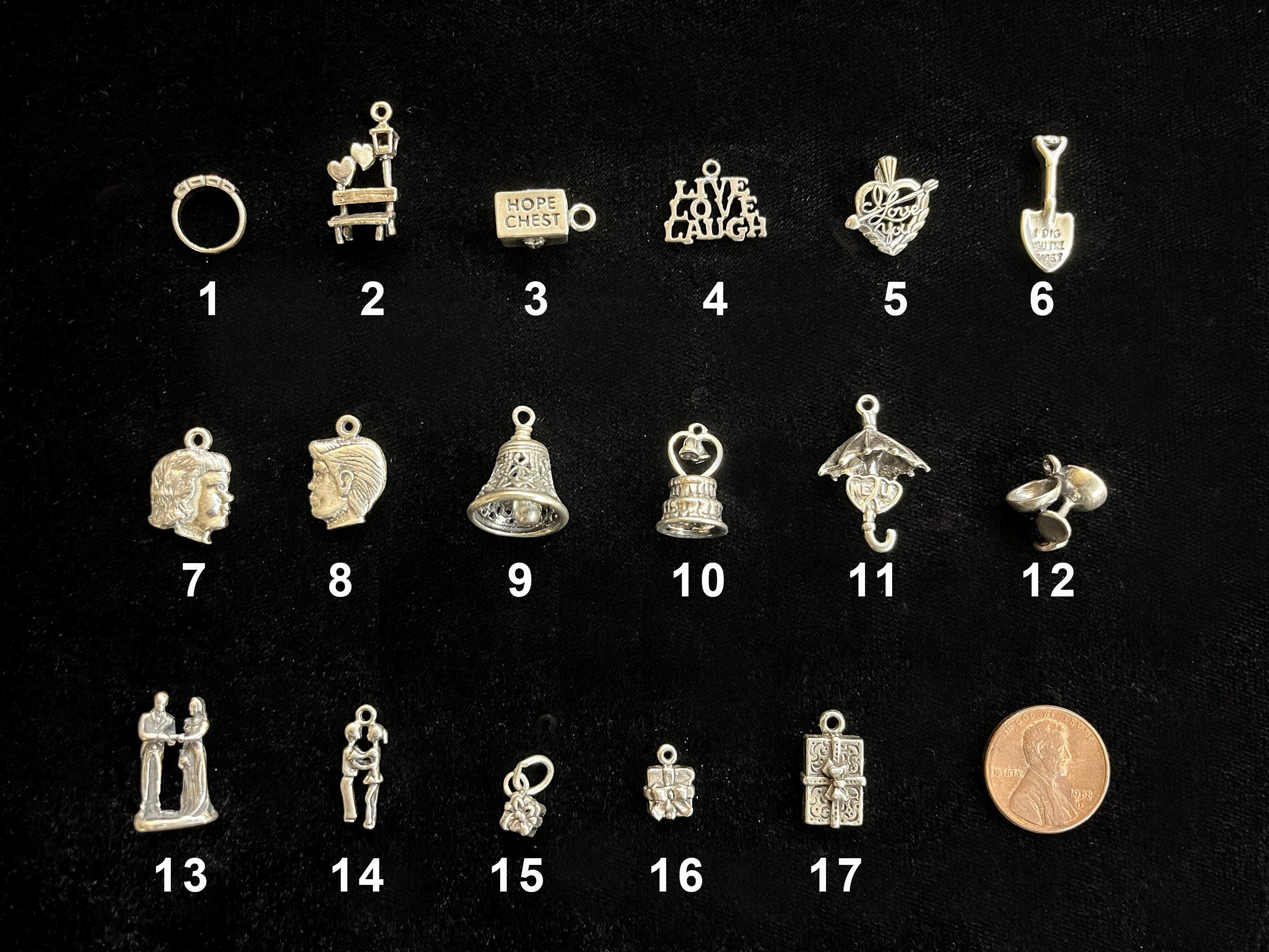 Sterling Wedding Love Charms - Romantic gifts - Ring, Cake, Champagne…