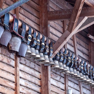 More Cowbell.  Swiss cowbells stored in the winter.
