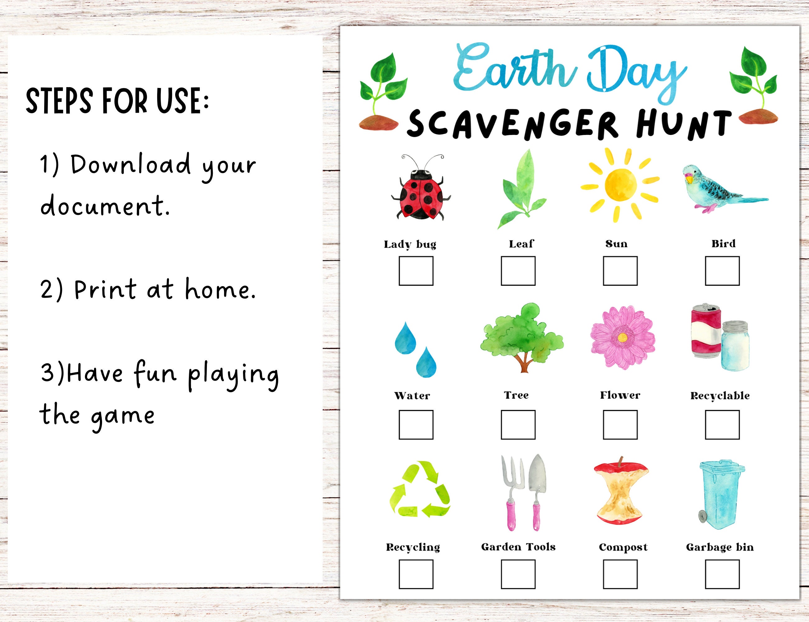 Earth Day Scavenger Hunt for Kids, Earth Day Printable Activities ...
