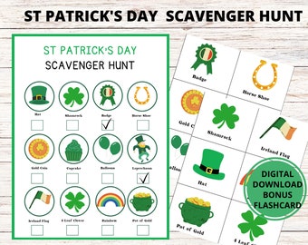 St Patrick's Day Scavenger Hunt For Kids, Printable For Kids, St Patrick's Day Games, St Patrick's Day Kids Party Ideas, St Patty's Day Game
