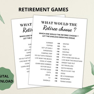Retirement Party Games Printable, Would they rather game, Coworker Retirement , Fun Retirement Party Games, Retirement party ideas