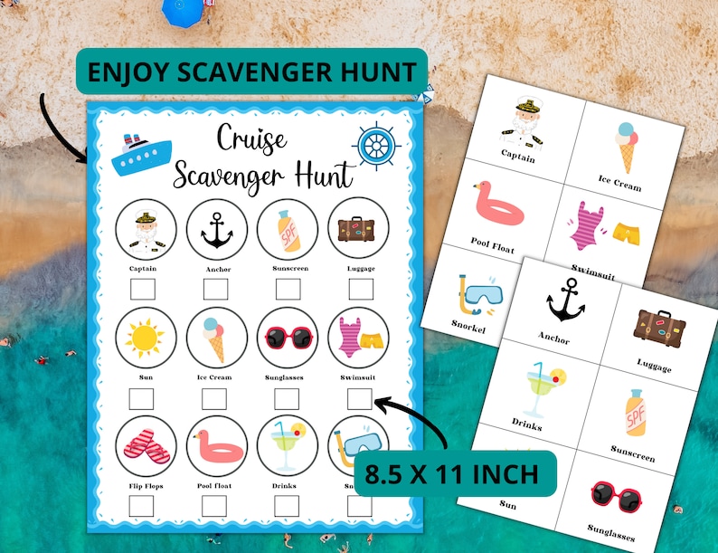 Cruise Scavenger Hunt Printable for Kids, Cruise Essentials, Cruise