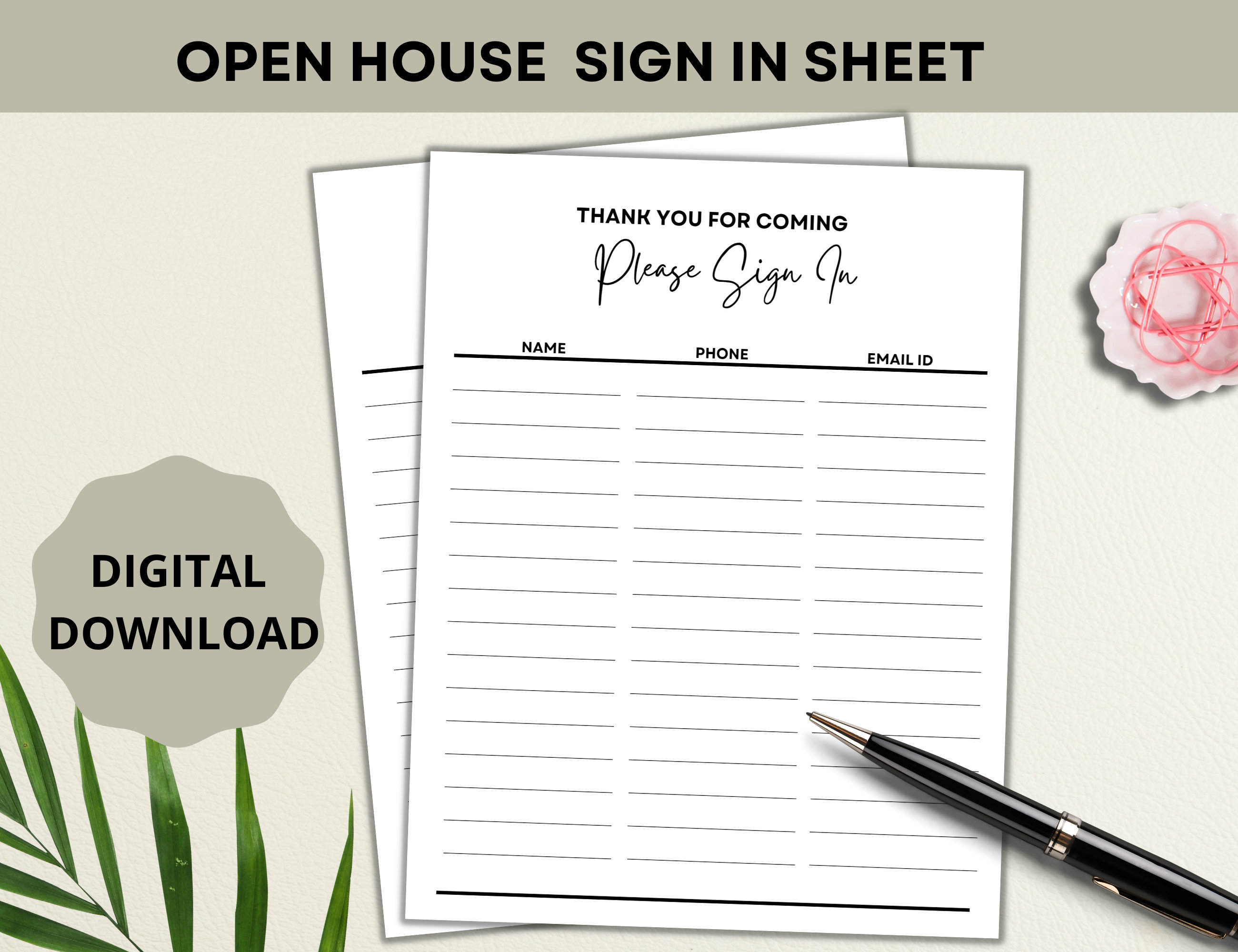 Real Estate Open House Sign in Sheet, Real Estate Printable, Realtor ...