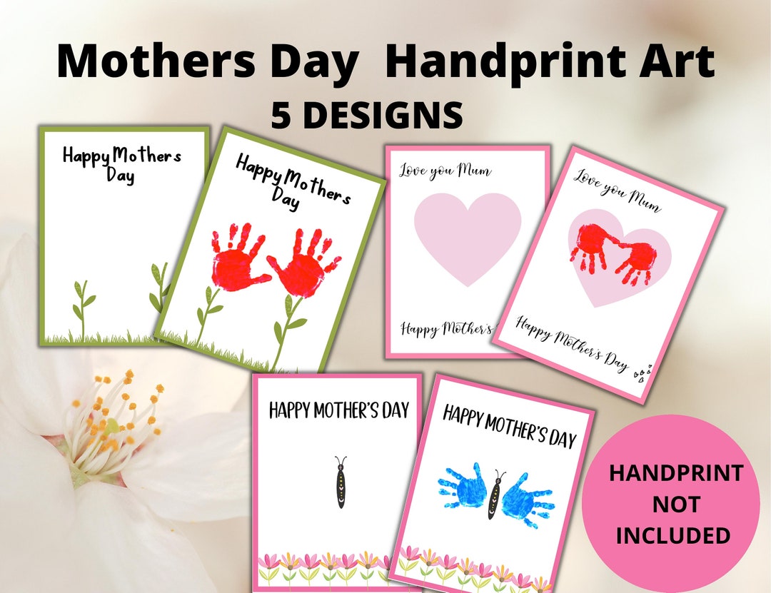 Mothers Day Handprint Printable Art, First Mothers Day Card, Keepsake ...