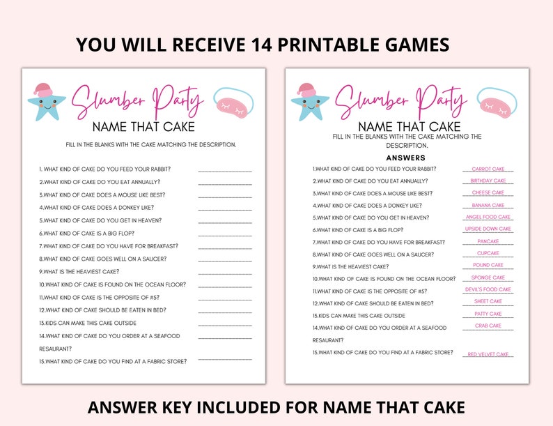 Slumber Party Games Bundle, Sleepover Party Games, Birthday Party Games ...