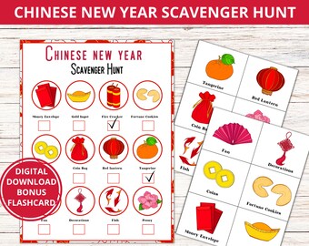 Chinese New Year Scavenger Hunt For Kids, Lunar New Year Scavenger Hunt ,Spring Festival Activity, Treasure Hunt , Indoor Scavenger hunt