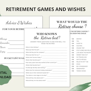 Jeux de fête de retraite imprimables, qui connaît le retraité le meilleur jeu, que choisirait le retraité, conseils et souhaits de retraite, jeu amusant