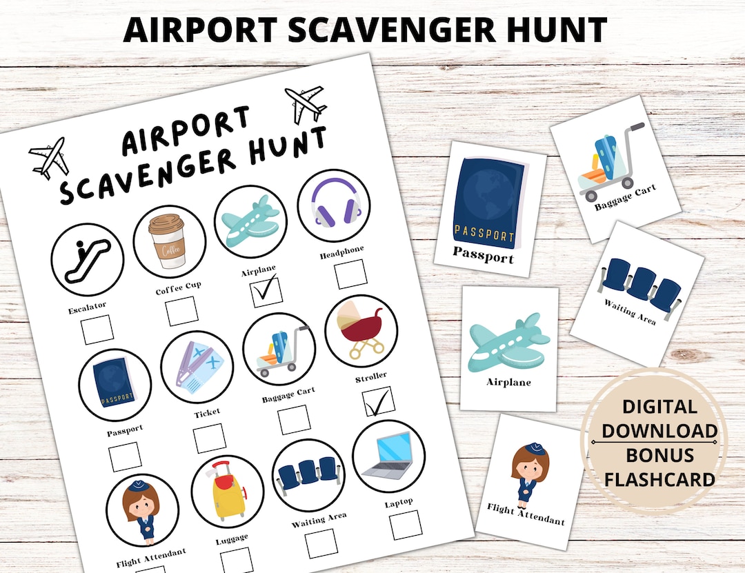 Airport Scavenger Hunt Printable for Kids Vacation Printable Etsy