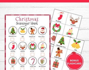 Christmas Scavenger Hunt Printable,  Christmas Treasure Hunt For Kids, Holiday Games For Kids, Christmas Activity, Holiday Family Games