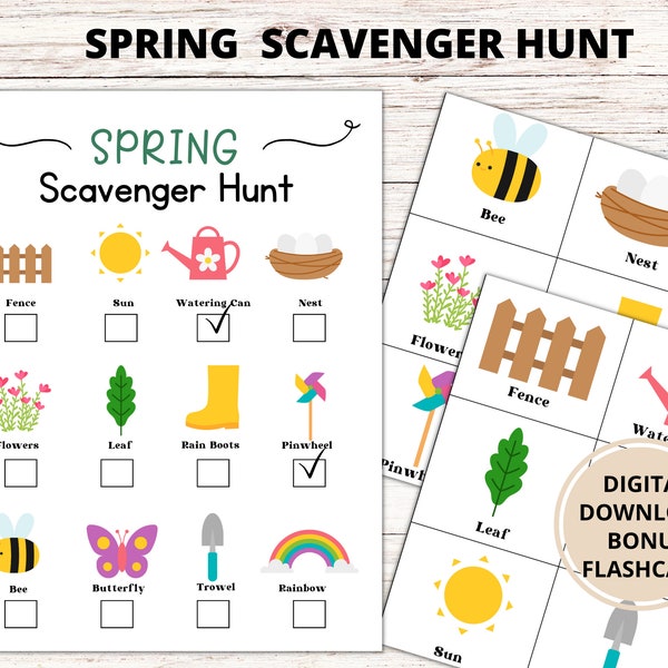 Spring Outdoor  Scavenger Hunt For Kids, Treasure Hunt for Kids, Outdoor Kids Activity, Outdoor Spring Scavenger Hunt, Spring Games For Kids