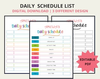 Kids Daily Schedule Template/ Homeschool Daily Routine / Kids To Do List/ Distance Learning Schedule /Daily Responsibility Checklist