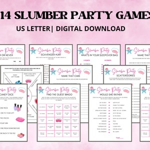 Slumber Party Games Bundle, Sleepover Party Games, Birthday Party Games, Girls Pajama Party Games Printable, Teen & Preteen Party Games