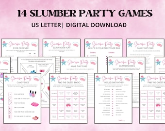 Slumber Party Games Bundel, Sleepover Party Games, Birthday Party Games, Girls Pyjama Party Games Printable, Teen & Preteen Party Games