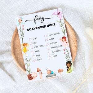 Fairy Birthday Party Scavenger Hunt, Woodland Enchanted Forest Fairy Garden, Kids Birthday Party Games Printable, Classroom Activity, PDF