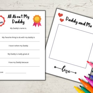 Todo sobre mi papá, Día del Padre imprimible, Regalo del Día del Padre Hija, Regalo de cumpleaños para papá, Regalo de niños para papá, Cuestionario de entrevista de papá
